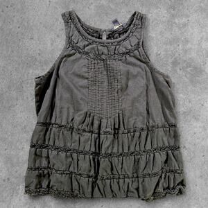 Vintage y2k american eagle Black ruffled babydoll tank top lace trim XS EUC